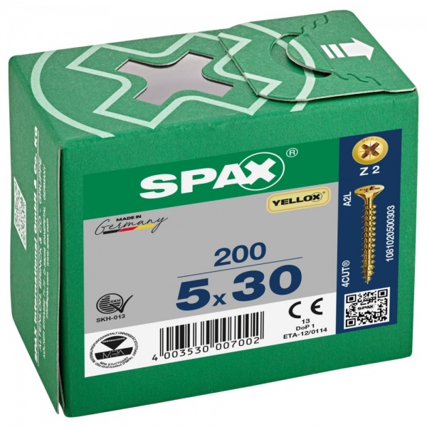 Spax 5 X 30 Countersunk Pozi Box 200