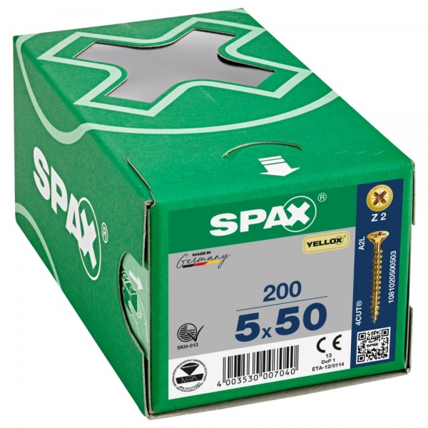 Spax 5 X 50 Countersunk Pozi Box 200