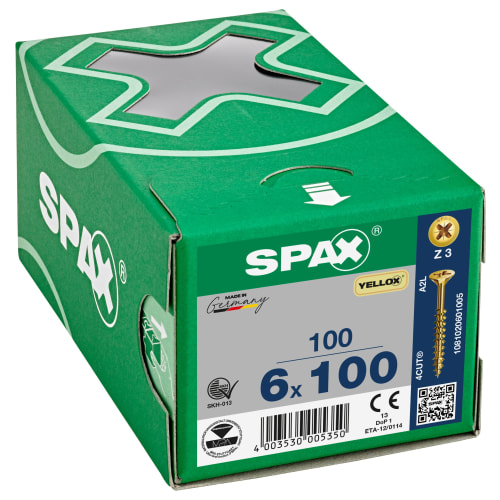 Spax 6 X 100 Countersunk Pozi Box 100