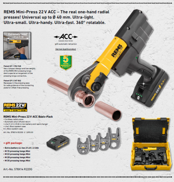 Rems Mini Press 22v Acc Basic Pack